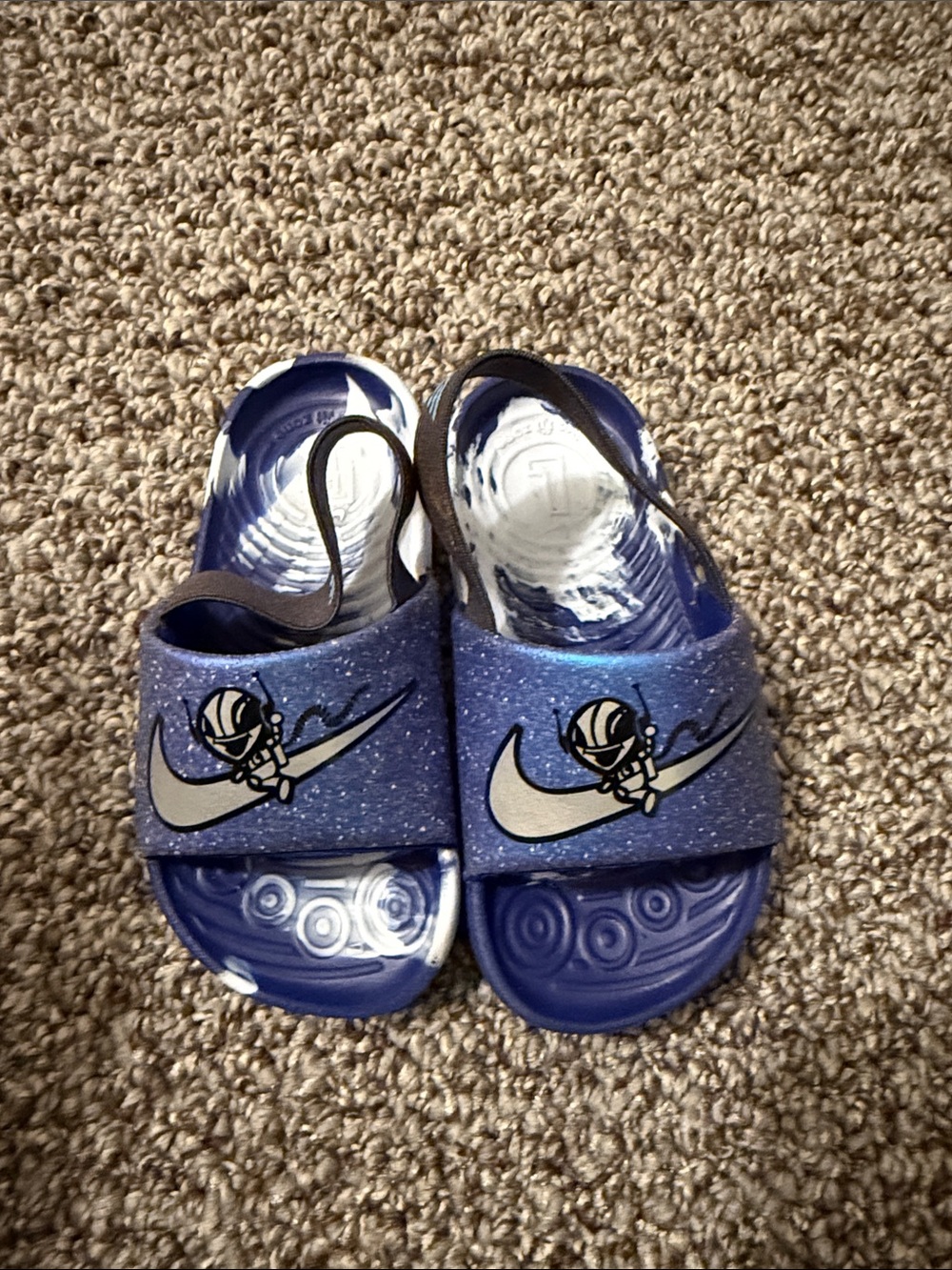 Nike Kids Sparkle Blue Swoosh Slide Sandals